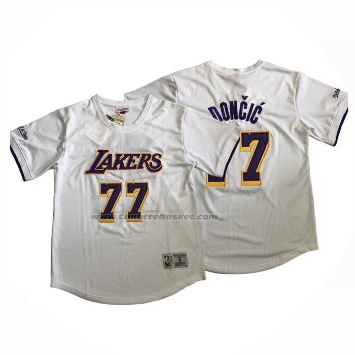 Maglia Manica Corta Los Angeles Lakers Luka Doncic No 77 Bianco